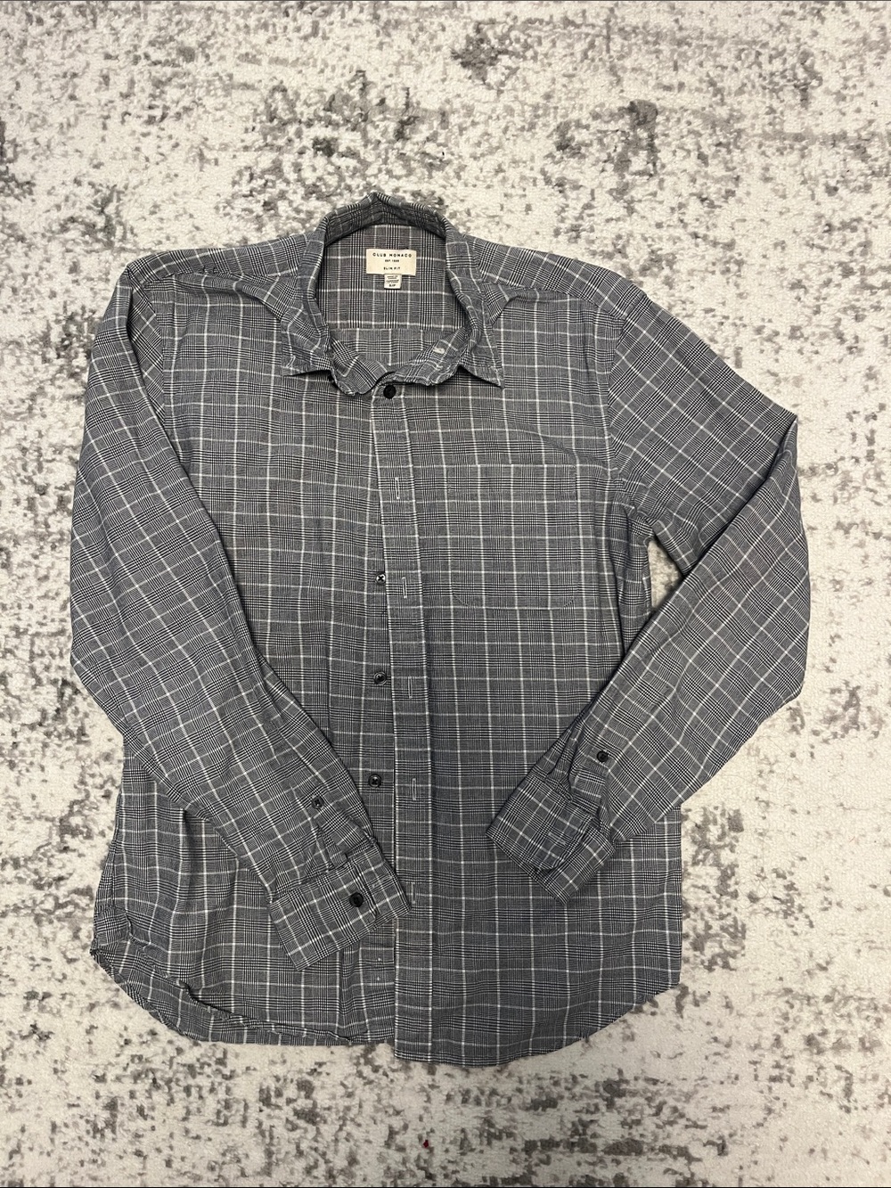 Club Monaco Gray Plaid Long-Sleeve Button-Down Shirt